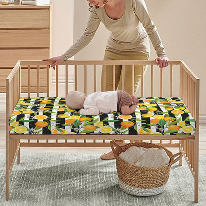 Orange And Lemon Striped Pattern Print Baby Crib Sheet