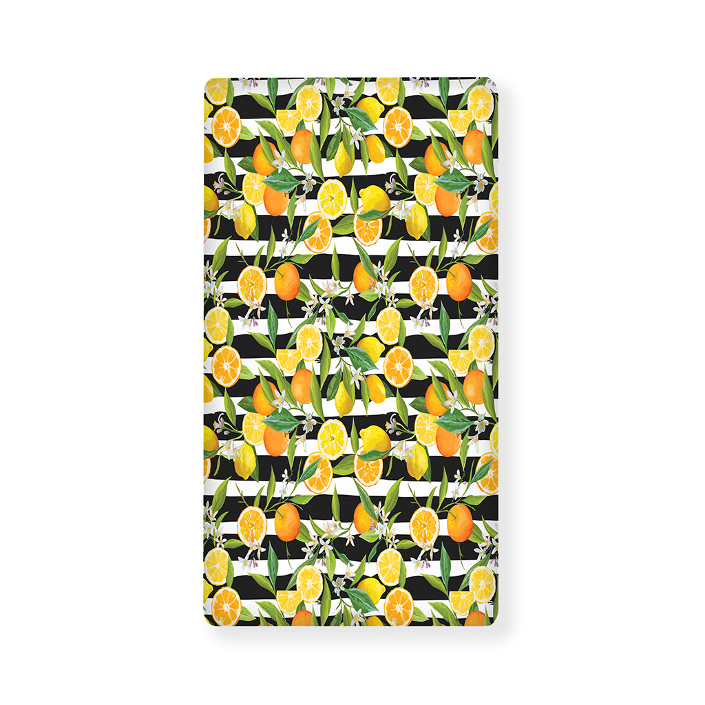Orange And Lemon Striped Pattern Print Baby Crib Sheet