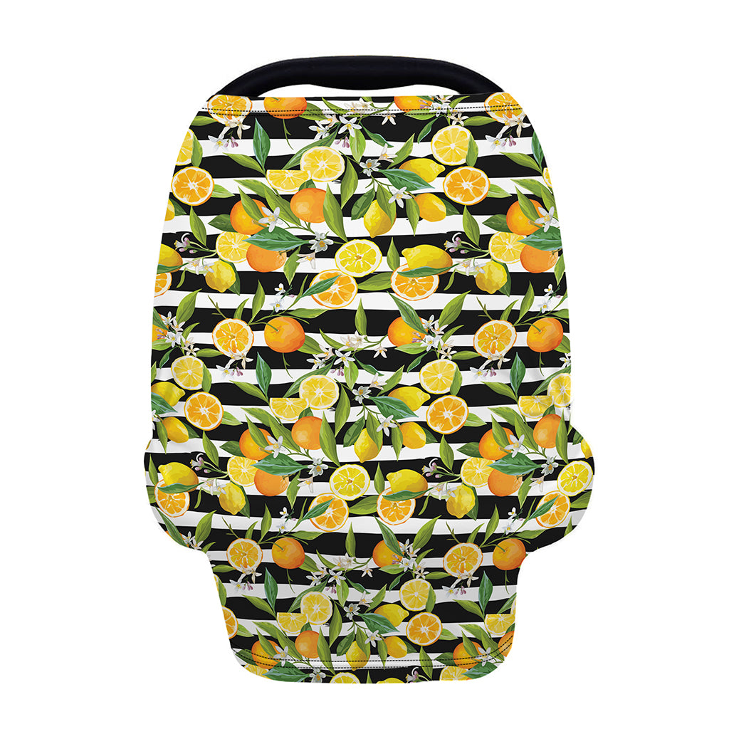 Orange And Lemon Striped Pattern Print Baby Seat Cover