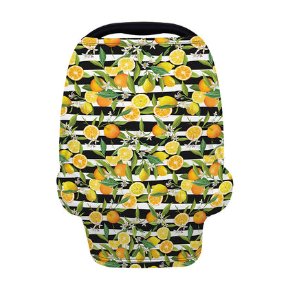 Orange And Lemon Striped Pattern Print Baby Seat Cover