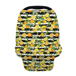 Orange And Lemon Striped Pattern Print Baby Seat Cover