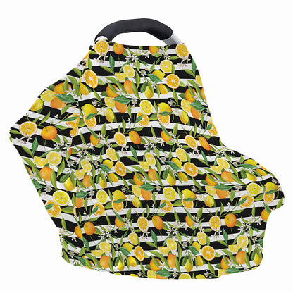 Orange And Lemon Striped Pattern Print Baby Seat Cover