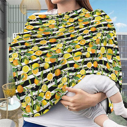 Orange And Lemon Striped Pattern Print Baby Seat Cover