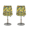 Orange And Lemon Striped Pattern Print Bar Stool Covers