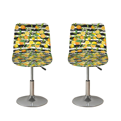 Orange And Lemon Striped Pattern Print Bar Stool Covers