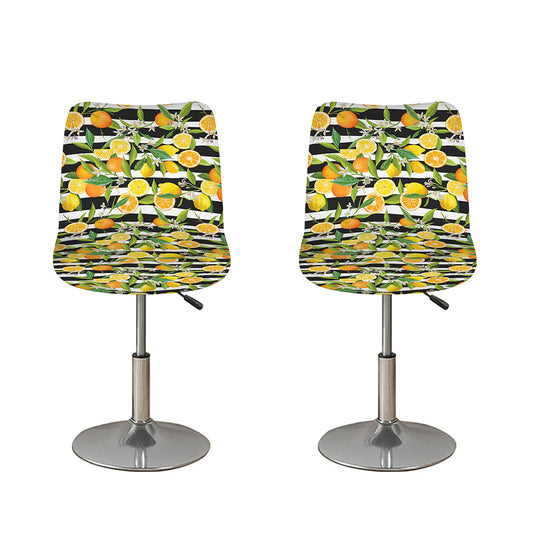 Orange And Lemon Striped Pattern Print Bar Stool Covers