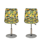 Orange And Lemon Striped Pattern Print Bar Stool Covers