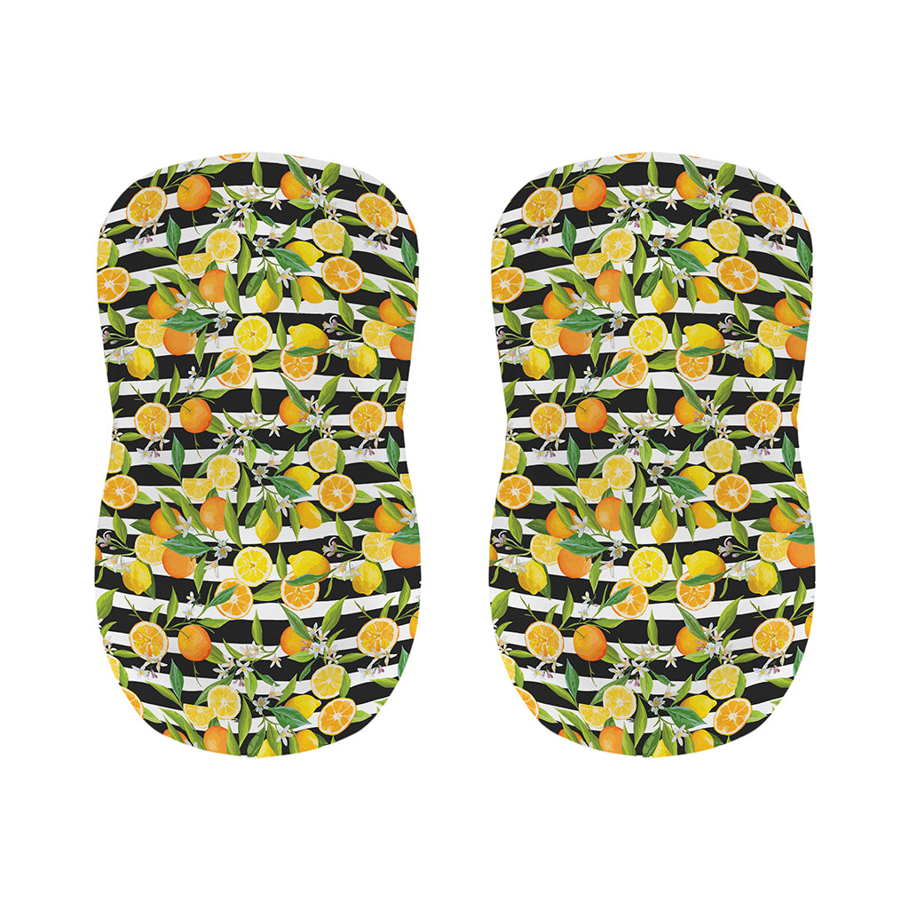 Orange And Lemon Striped Pattern Print Bar Stool Covers
