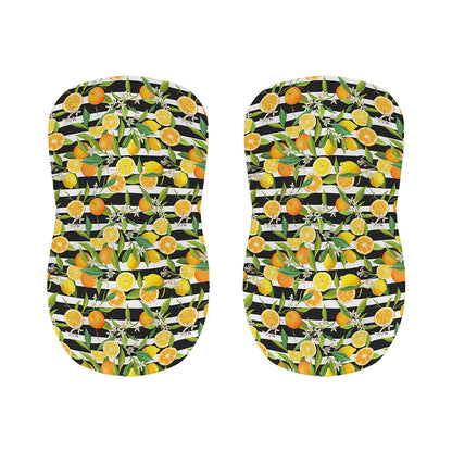 Orange And Lemon Striped Pattern Print Bar Stool Covers