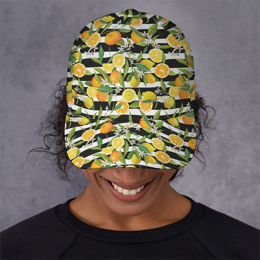 Orange And Lemon Striped Pattern Print Baseball Cap