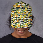 Orange And Lemon Striped Pattern Print Baseball Cap