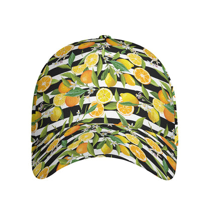 Orange And Lemon Striped Pattern Print Baseball Cap