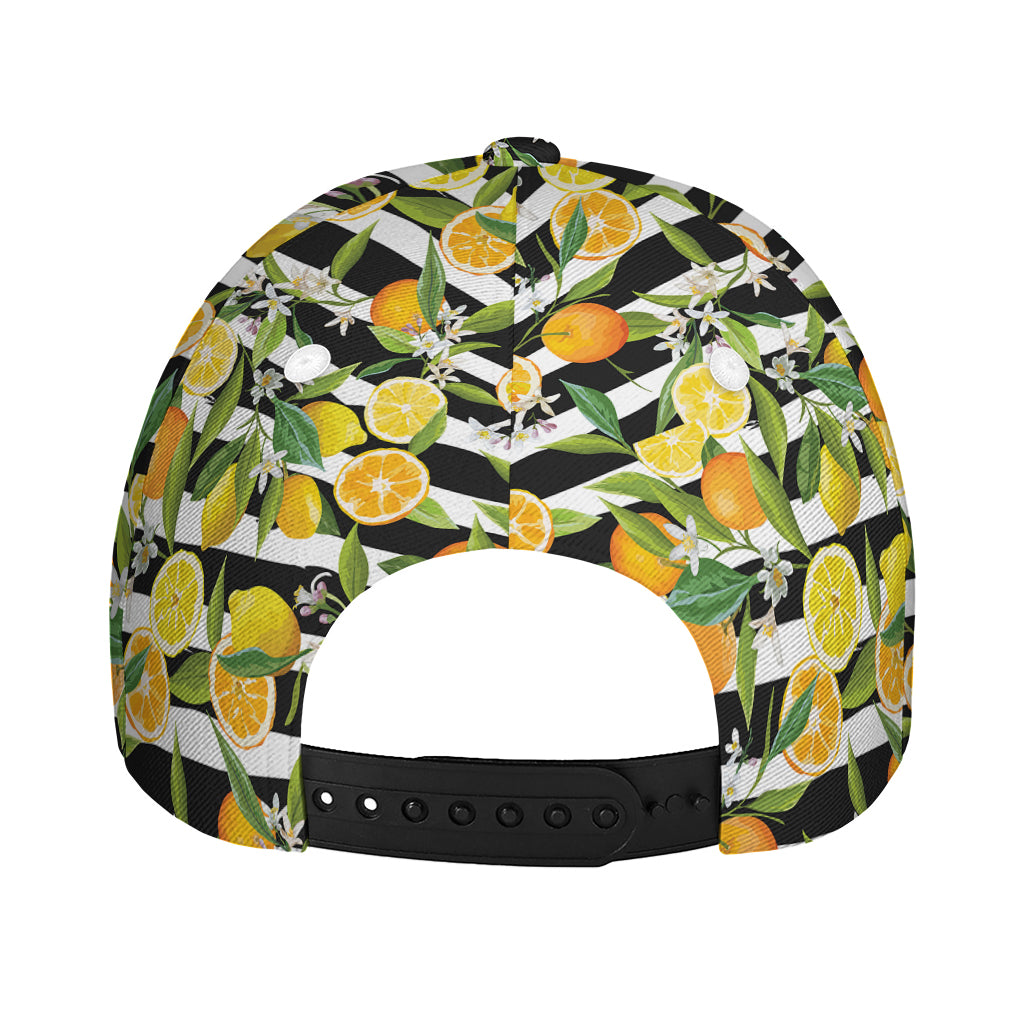 Orange And Lemon Striped Pattern Print Baseball Cap