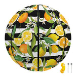 Orange And Lemon Striped Pattern Print Basketball