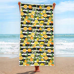 Orange And Lemon Striped Pattern Print Beach Towel