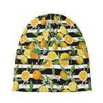 Orange And Lemon Striped Pattern Print Beanie
