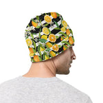 Orange And Lemon Striped Pattern Print Beanie