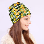 Orange And Lemon Striped Pattern Print Beanie