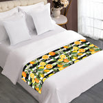 Orange And Lemon Striped Pattern Print Bed Runner