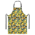 Orange And Lemon Striped Pattern Print Bib Apron With Pocket
