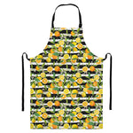 Orange And Lemon Striped Pattern Print Bib Apron With Pocket