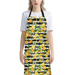 Orange And Lemon Striped Pattern Print Bib Apron With Pocket