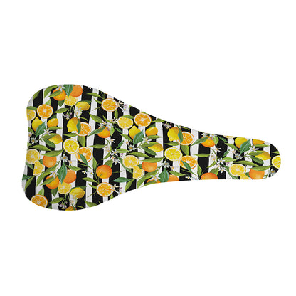 Orange And Lemon Striped Pattern Print Bicycle Seat Cover