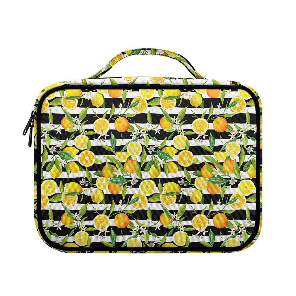 Orange And Lemon Striped Pattern Print Briefcase Bible Bag