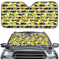 Orange And Lemon Striped Pattern Print Car Windshield Sun Shade