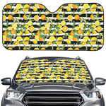 Orange And Lemon Striped Pattern Print Car Windshield Sun Shade