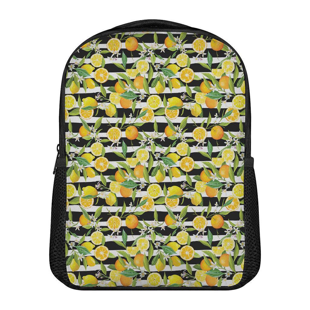 Orange And Lemon Striped Pattern Print Casual Backpack