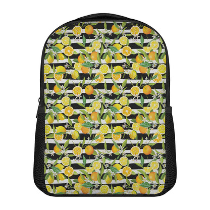 Orange And Lemon Striped Pattern Print Casual Backpack
