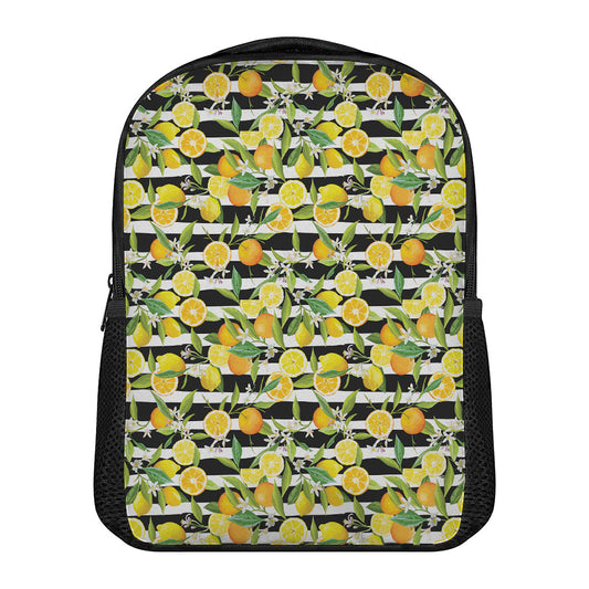 Orange And Lemon Striped Pattern Print Casual Backpack
