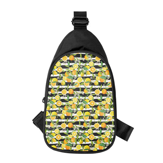 Orange And Lemon Striped Pattern Print Chest Bag