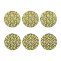 Orange And Lemon Striped Pattern Print Coaster Set