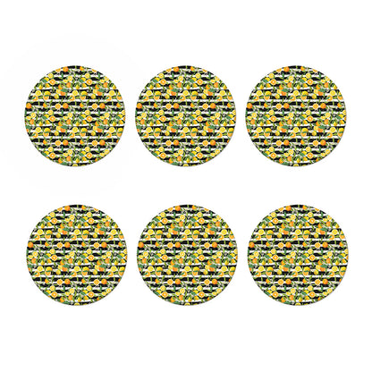 Orange And Lemon Striped Pattern Print Coaster Set