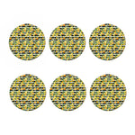 Orange And Lemon Striped Pattern Print Coaster Set