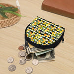 Orange And Lemon Striped Pattern Print Coin Purse