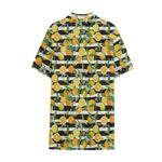 Orange And Lemon Striped Pattern Print Cotton Hawaiian Shirt