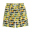 Orange And Lemon Striped Pattern Print Cotton Shorts