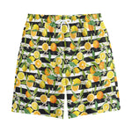 Orange And Lemon Striped Pattern Print Cotton Shorts