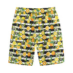 Orange And Lemon Striped Pattern Print Cotton Shorts