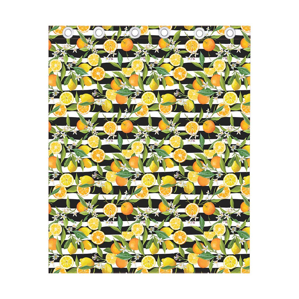 Orange And Lemon Striped Pattern Print Curtain