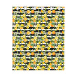 Orange And Lemon Striped Pattern Print Curtain