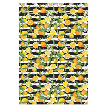 Orange And Lemon Striped Pattern Print Curtain