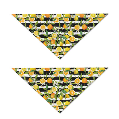 Orange And Lemon Striped Pattern Print Dog Bandana