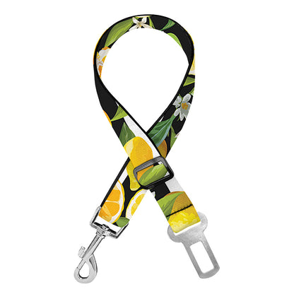 Orange And Lemon Striped Pattern Print Dog Seat Belt