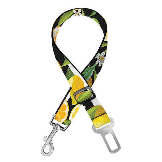 Orange And Lemon Striped Pattern Print Dog Seat Belt