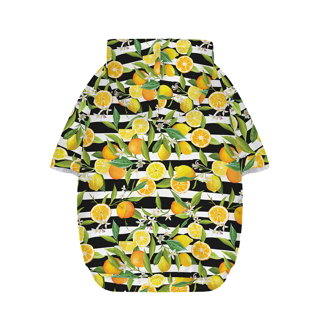 Orange And Lemon Striped Pattern Print Dog Zip Up Hoodie