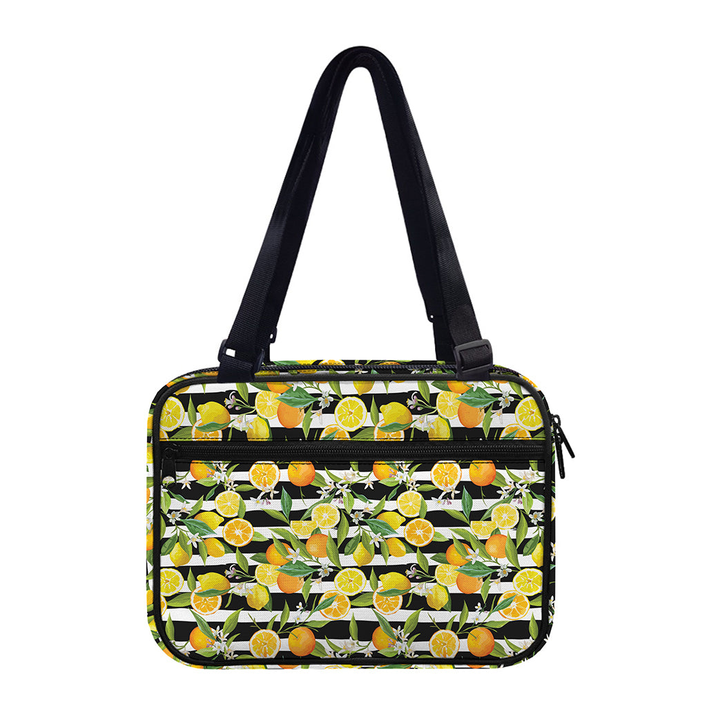 Orange And Lemon Striped Pattern Print Double Strap Bible Bag